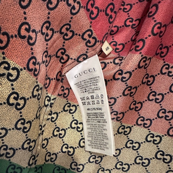 Gucci Red and Blue Logo Patterned Shirt - Picture 3 of 4